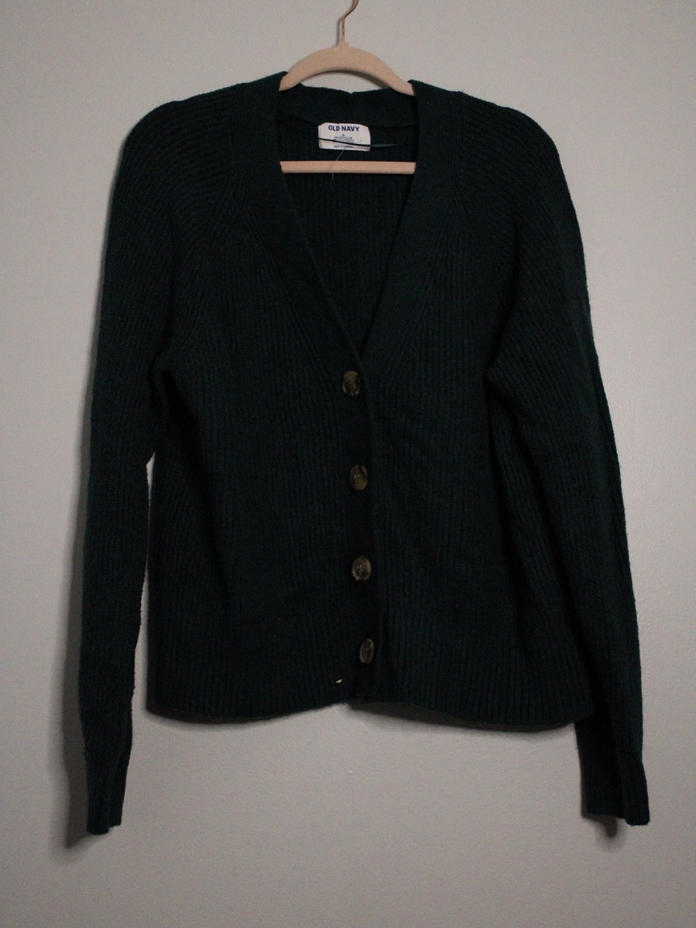 Old Navy Women's Dark Green V-Neck Button Cardigan